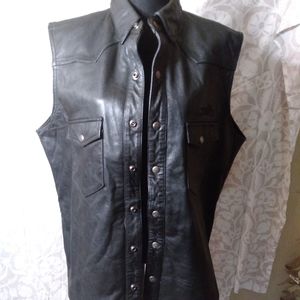 Eadyriders sleeveless jacket Genuine Leather motor